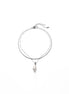 Layered Silver Snake Chain Baroque Pearl Pendant Necklace
