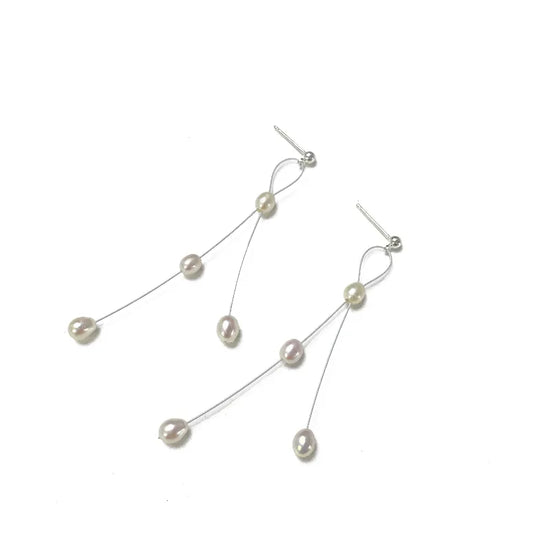 Lyra Floating Natural Pearl Drop Earrings