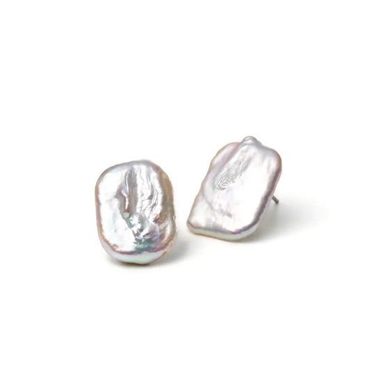 Minimalist Baroque Pearl Stud Earrings