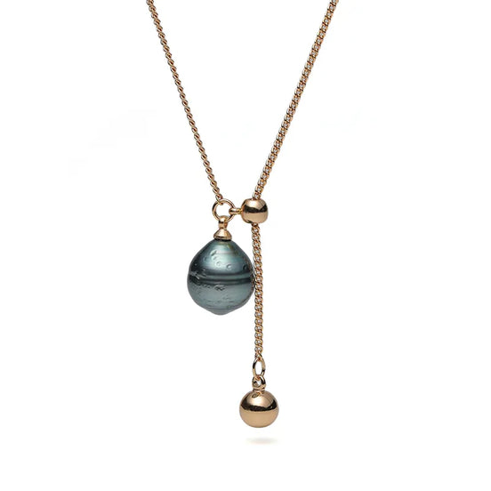 Minimalist Black Baroque Pearl Necklace