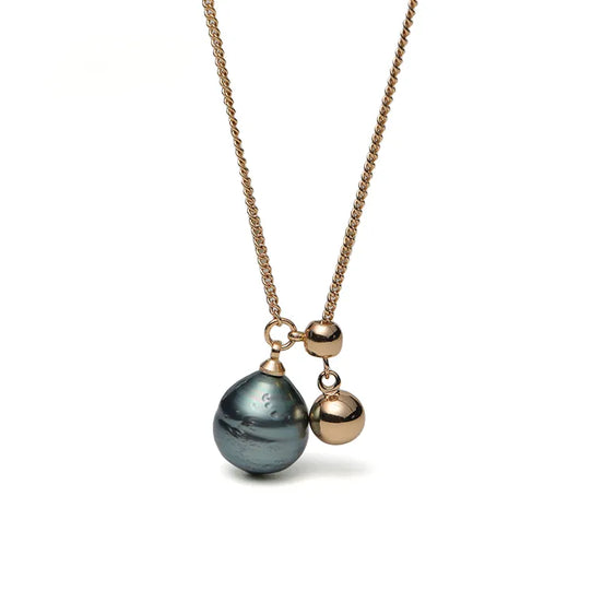 Minimalist Black Baroque Pearl Necklace