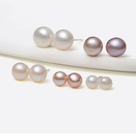 Multi-Size Freshwater Pearl Stud Earrings Set