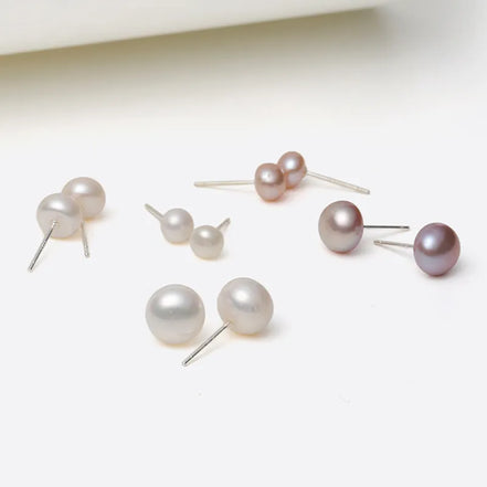 Multi-Size Freshwater Pearl Stud Earrings Set