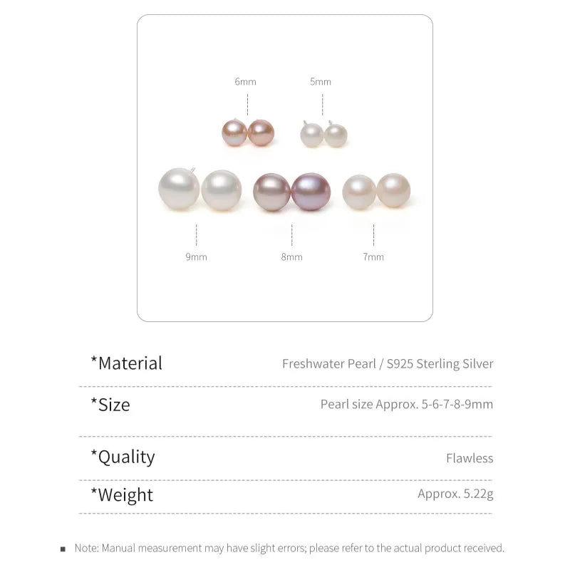 Multi-Size Freshwater Pearl Stud Earrings Set