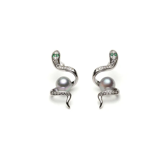 Mystic Serpent Natural Pearl Earrings