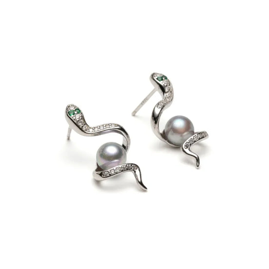 Mystic Serpent Natural Pearl Earrings