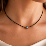 Natural Black Pearl Choker Necklace