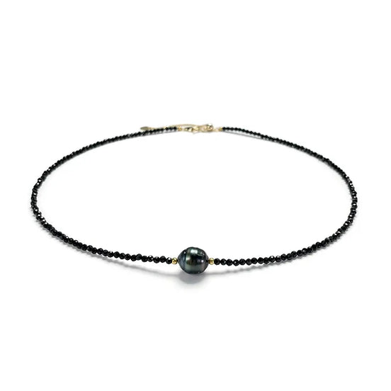 Natural Black Pearl Choker Necklace
