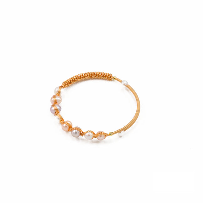 Multi-Color Pearl Wire Wrapped Bangle