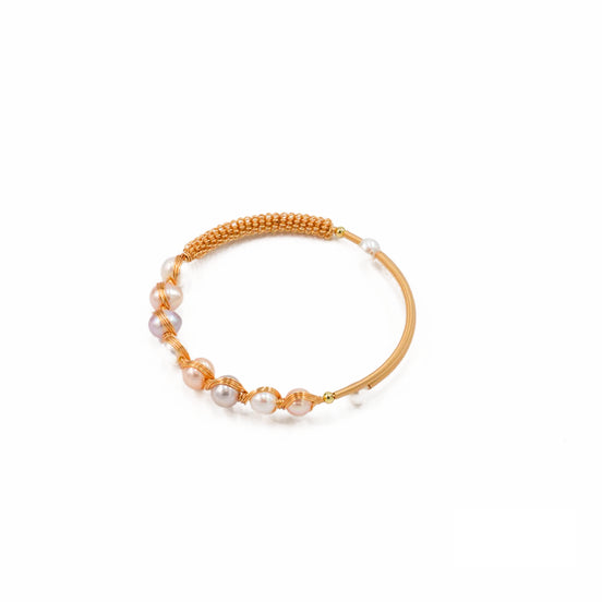 Multi-Color Pearl Wire Wrapped Bangle