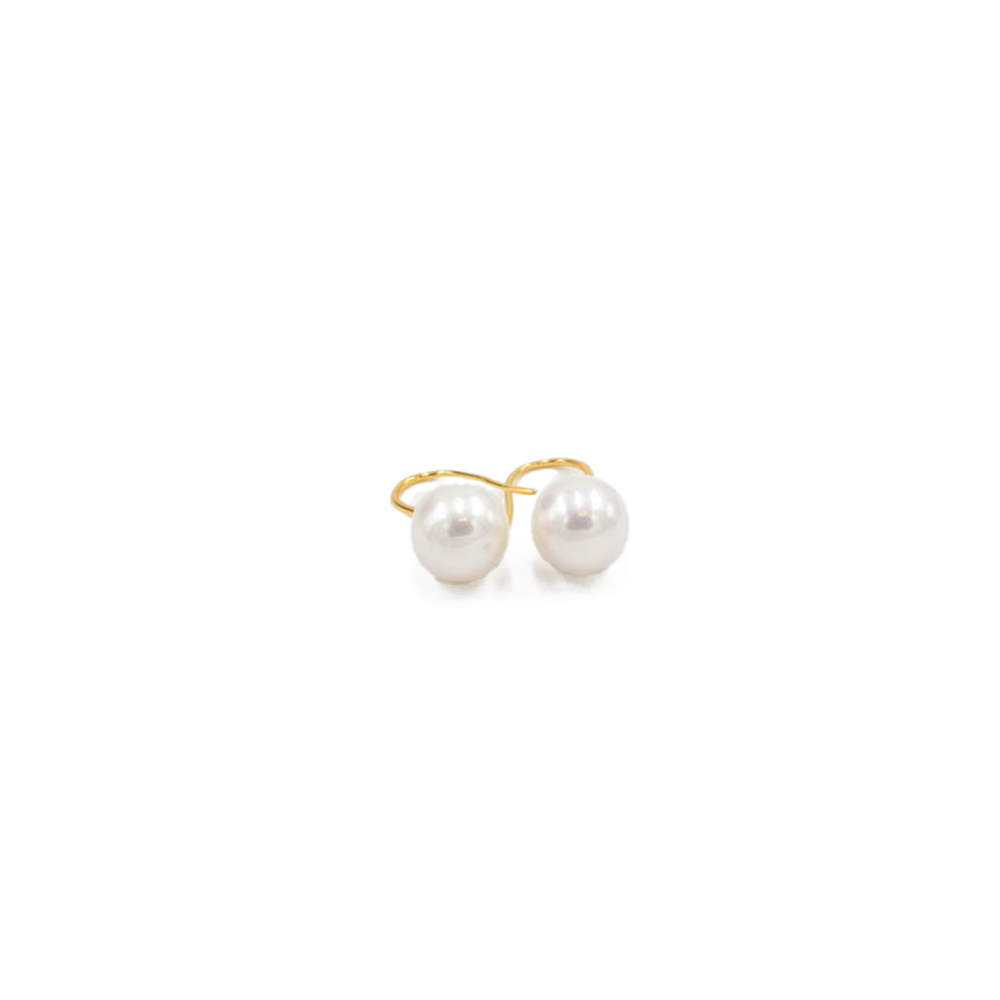 Minimalist Gold Hook Pearl Earrings