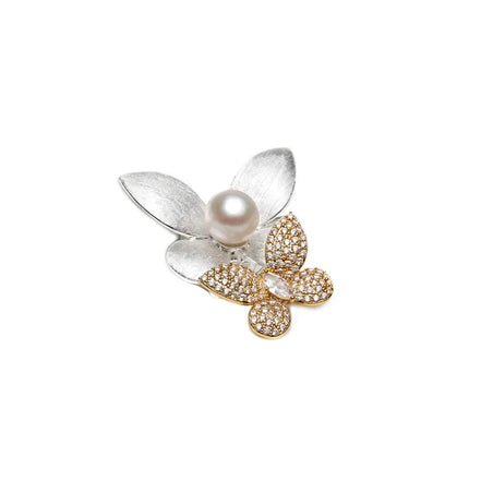 Pearl & Butterfly Floral Brooch Pin