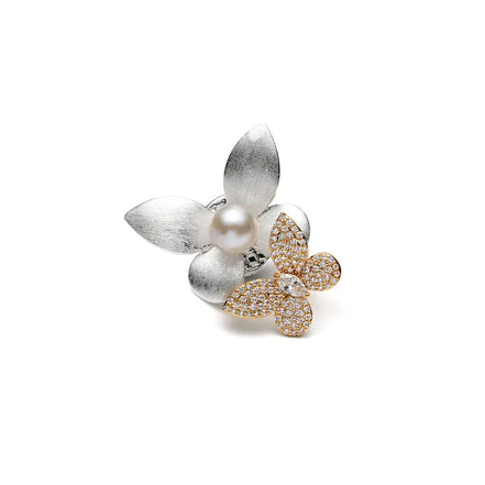 Pearl & Butterfly Floral Brooch Pin