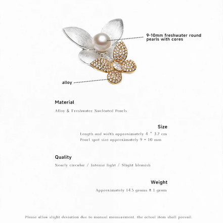 Pearl & Butterfly Floral Brooch Pin