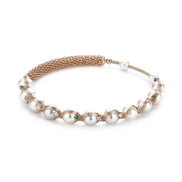 Rose Gold Wire Wrapped Natural Pearl Bracelet