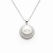 Classic Pearl & Diamond Halo Necklace