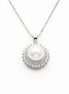 Classic Pearl & Diamond Halo Necklace