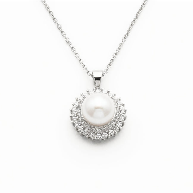 Classic Pearl & Diamond Halo Necklace