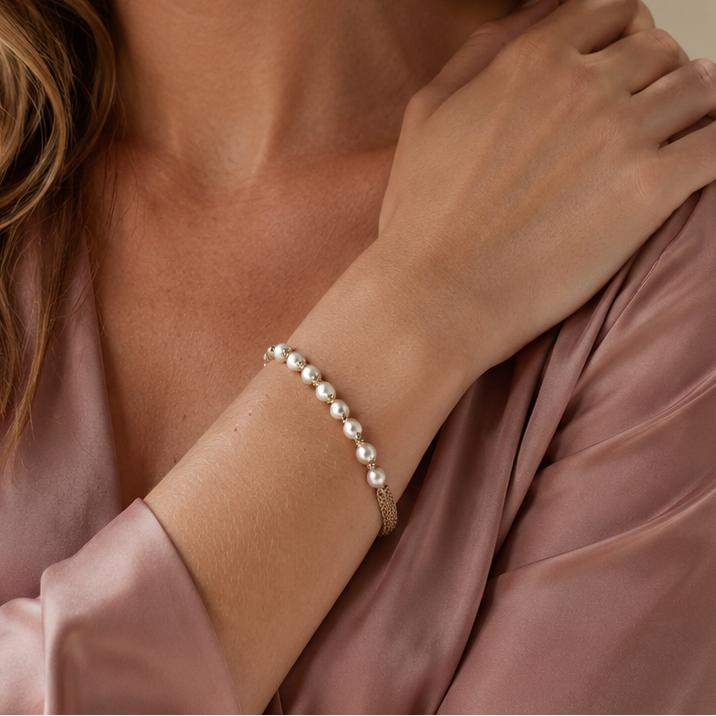 Multi-Color Pearl Wire Wrapped Bangle