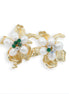 Gold Floral Natural Pearl Cluster Earrings