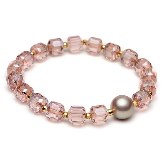 Pink Crystal & Mauve Pearl Bracelet