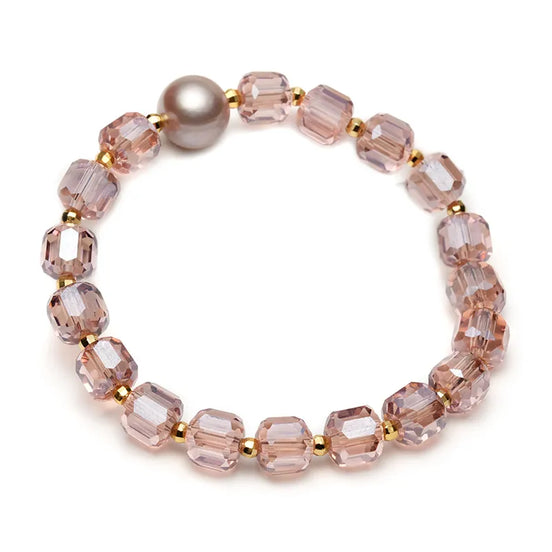 Pink Crystal & Mauve Pearl Bracelet