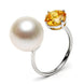 Radiant Gem & Natural Pearl Open Ring