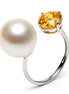Radiant Gem & Natural Pearl Open Ring