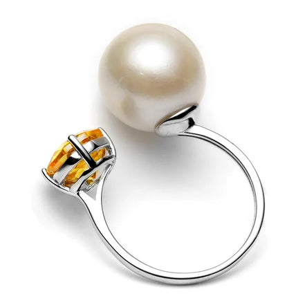 Radiant Gem & Natural Pearl Open Ring