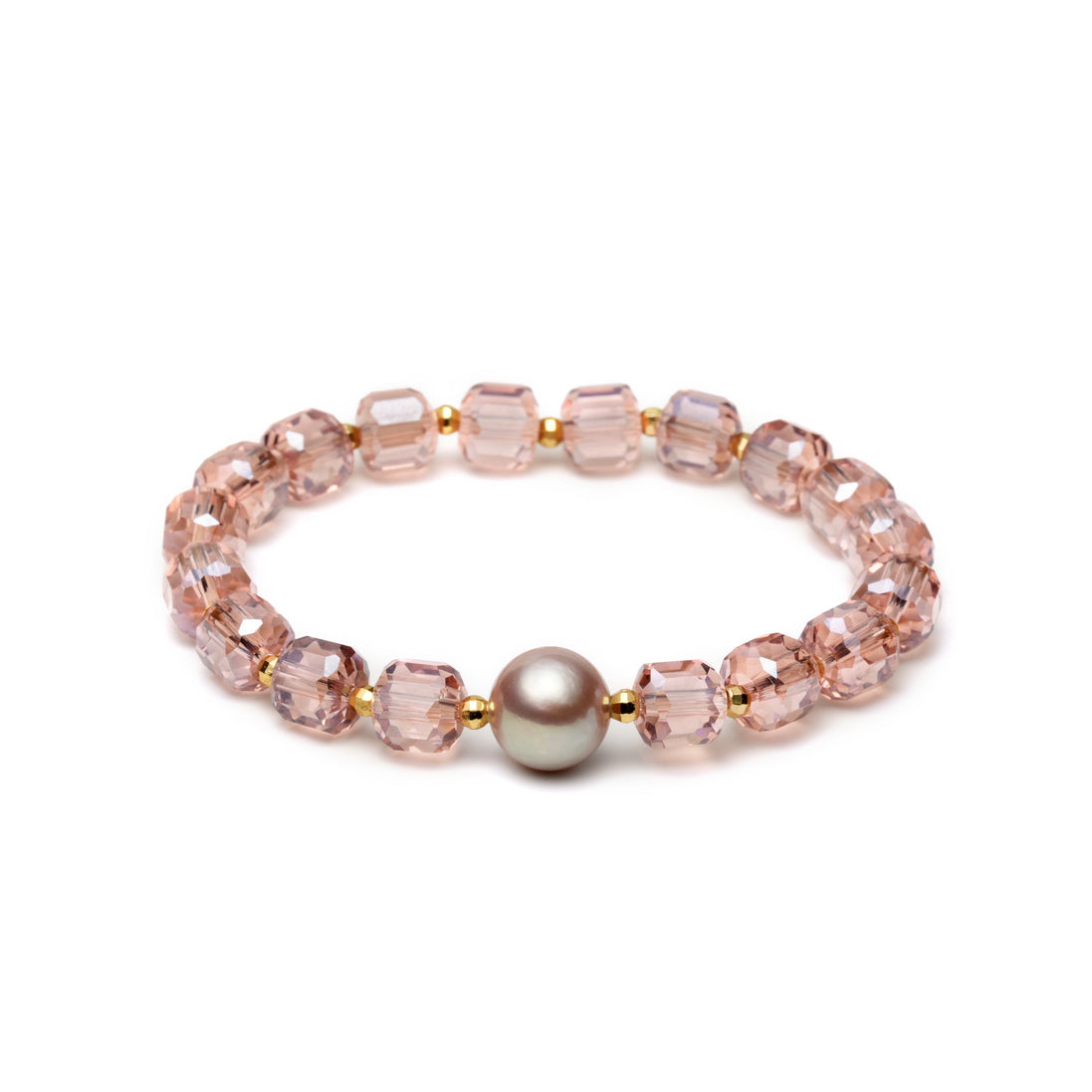 Pink Crystal & Mauve Pearl Bracelet