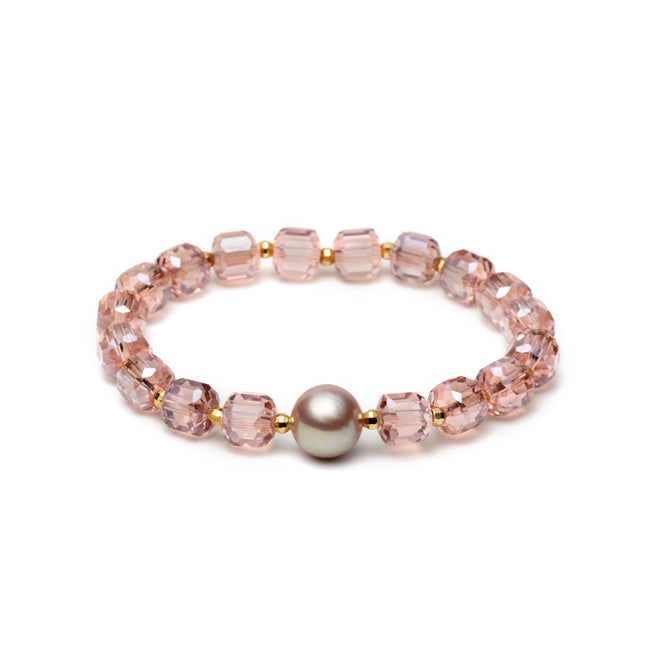 Pink Crystal & Mauve Pearl Bracelet
