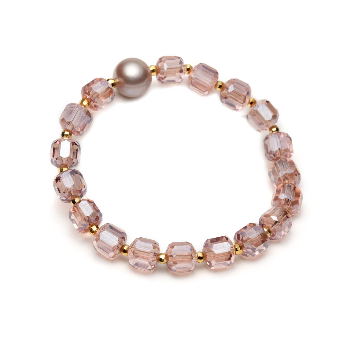 Pink Crystal & Mauve Pearl Bracelet