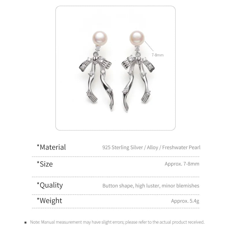 Sculptural Pearl Bow Drop Earrings