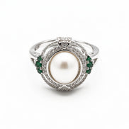 Classic Silver Halo Natural Pearl Ring