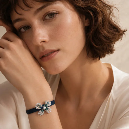 Statement Butterfly Pearl Leather Cuff