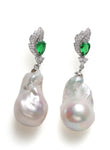 Statement Emerald Baroque Pearl Earrings