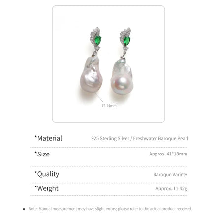 Statement Emerald Baroque Pearl Earrings