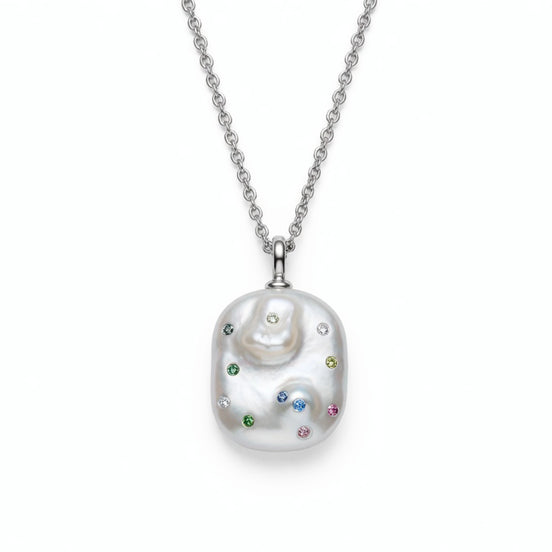 Multigem Embedded Baroque Pearl Necklace