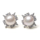 Sunflower Crystal Cluster Pearl Stud Earrings