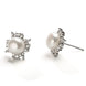 Sunflower Crystal Cluster Pearl Stud Earrings