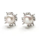 Sunflower Crystal Cluster Pearl Stud Earrings