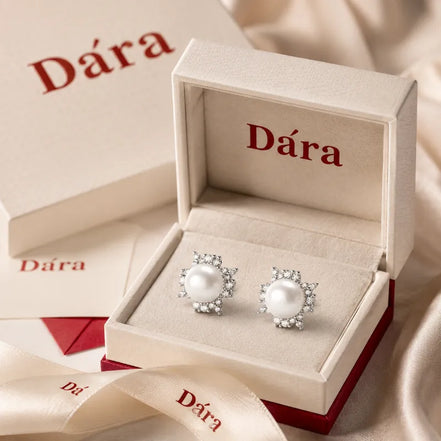 Sunflower Crystal Cluster Pearl Stud Earrings