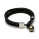 Tahitian Black Pearl Bracelet with Genuine Leather Double Strand