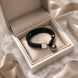 Tahitian Black Pearl Bracelet with Genuine Leather Double Strand