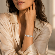 Vintage Three-Pearl Silver Halo Bracelet