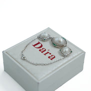Vintage Three-Pearl Silver Halo Bracelet