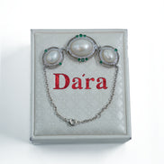 Vintage Three-Pearl Silver Halo Bracelet