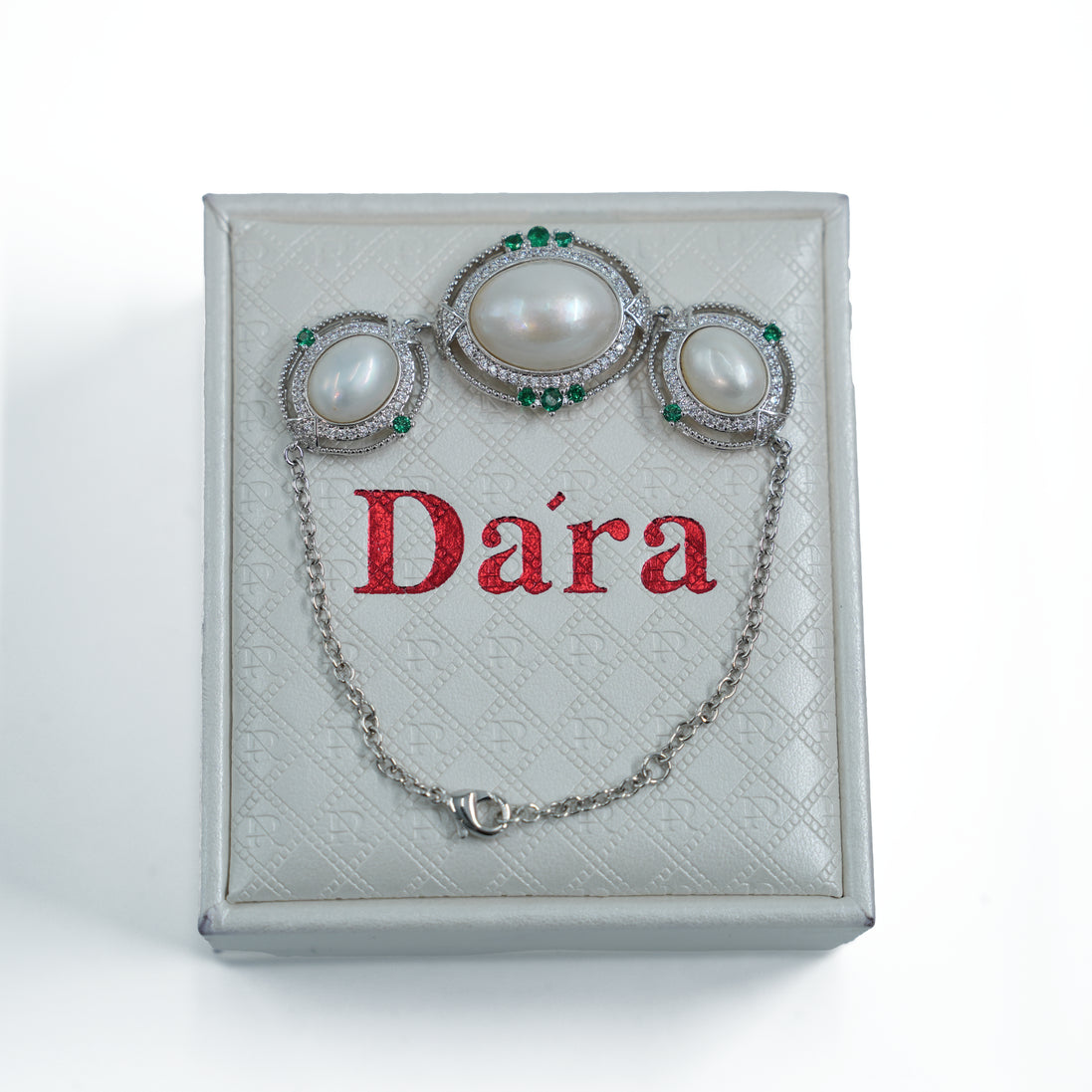 Vintage Three-Pearl Silver Halo Bracelet