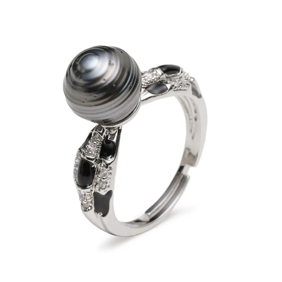 Vintage Deco Natural Black Pearl Ring