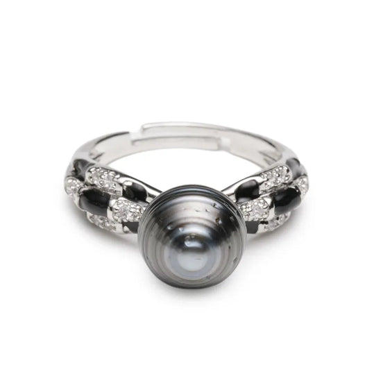 Vintage Deco Natural Black Pearl Ring